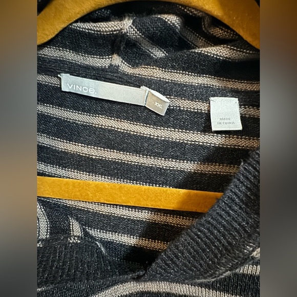 Vince Black/Gray Striped Pullover Hoodie - Picture 3 of 6